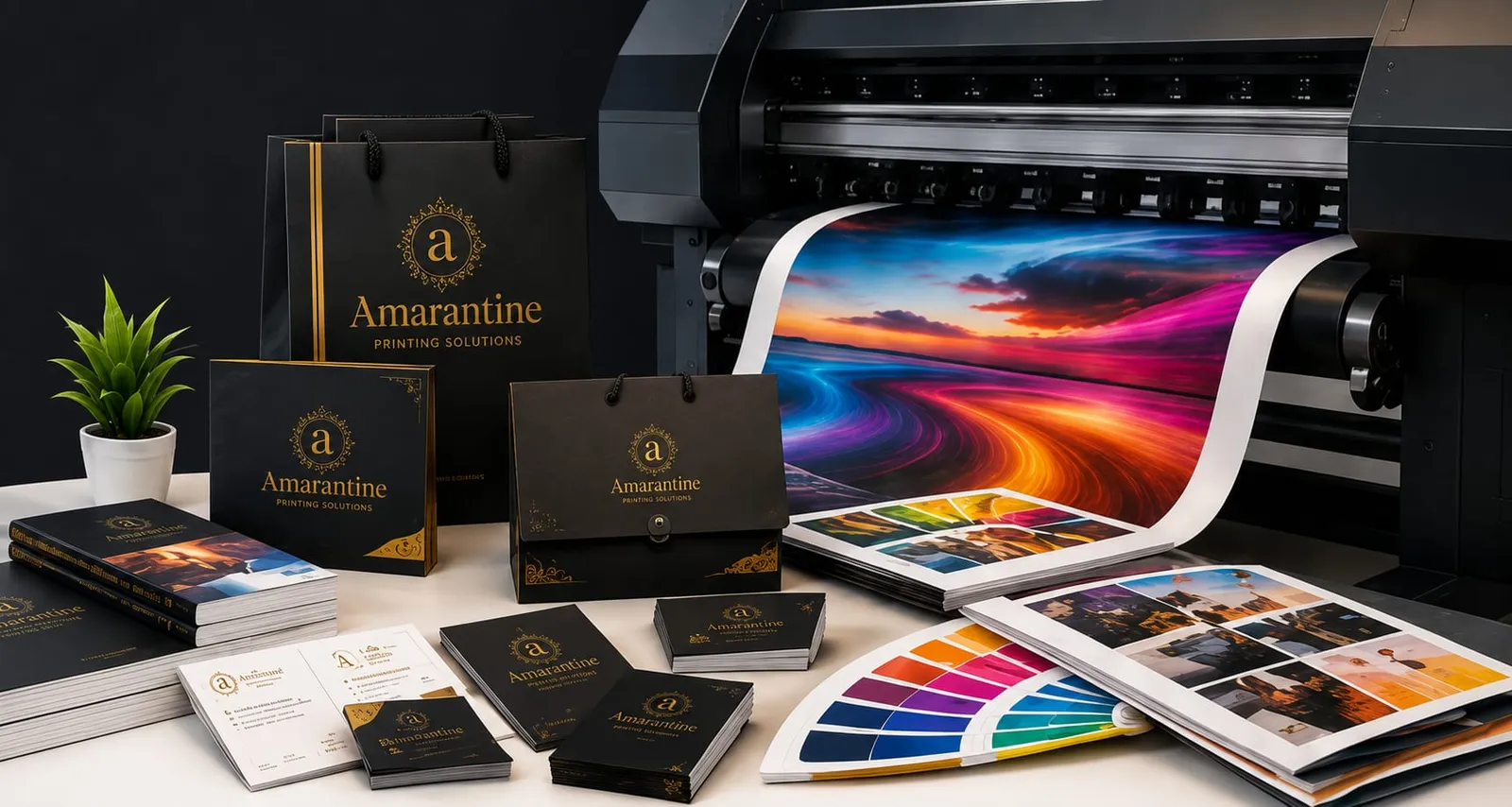 Industrial printing press running a print job